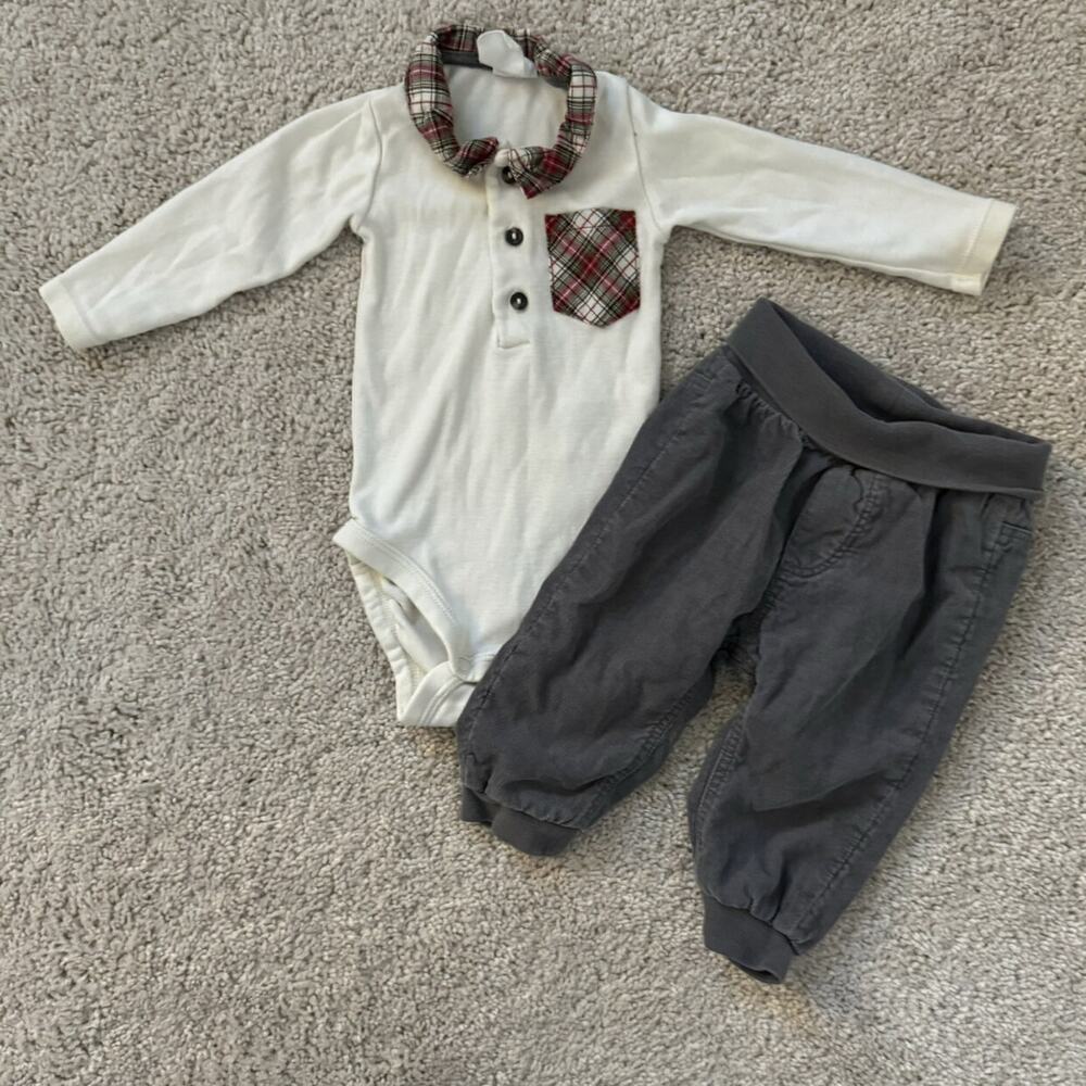 Outfit: H&M Polo Collared Top And Corduroy Soft Pants Size 2-4 Mos